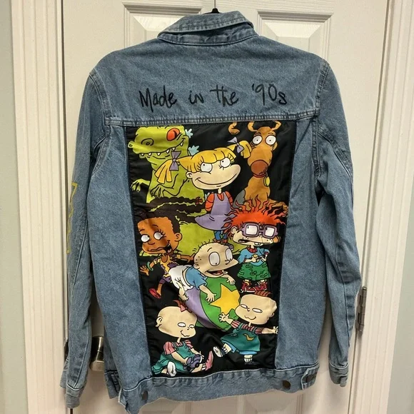 Nickelodeon SZ S Rugrats Graphic Print Jean Jacket Novelty Print Button Up 90’s - Picture 2 of 12